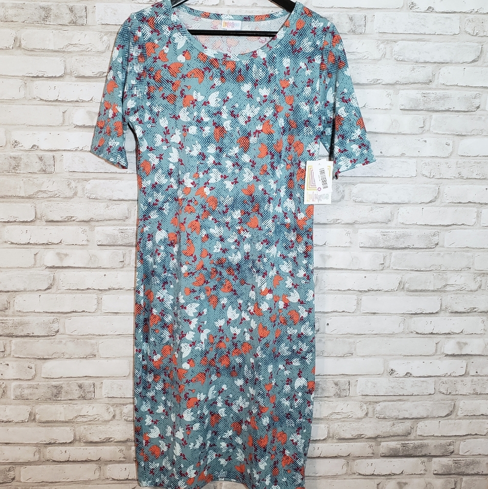LuLaRoe Orange Tulip Floral Pattern Julia